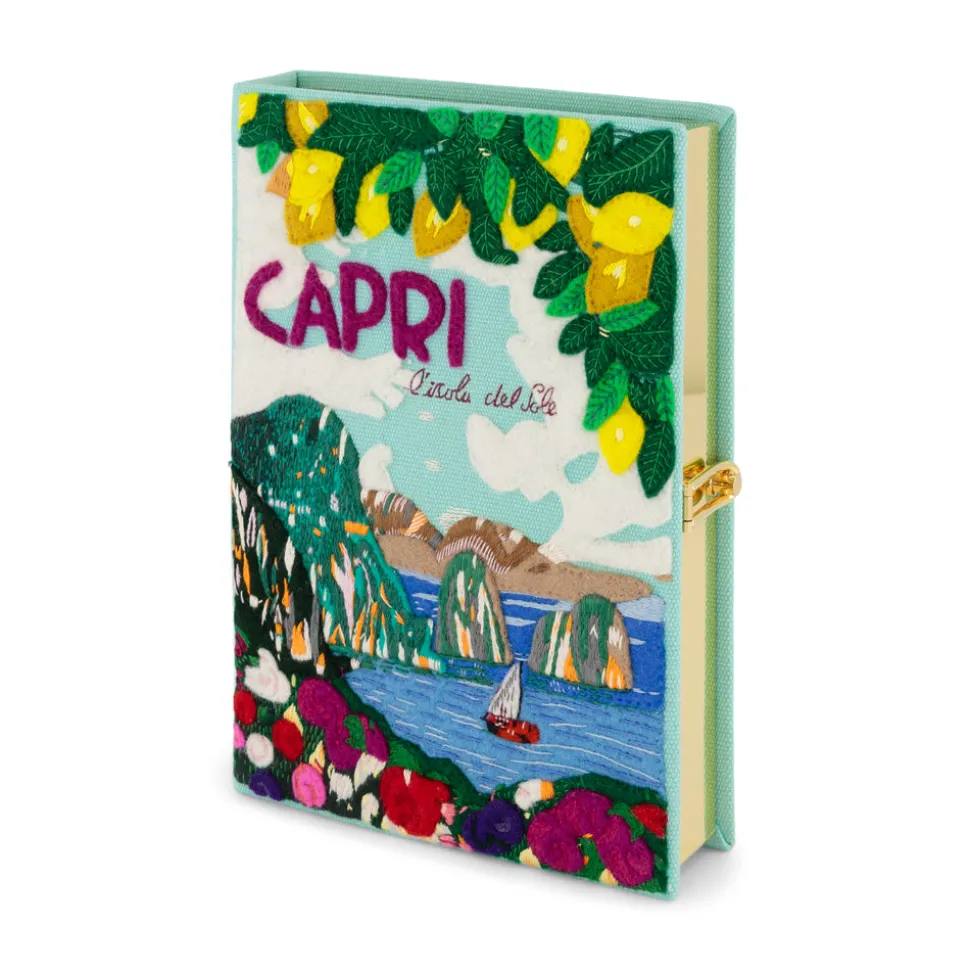 Non-Strapped|Book Clutch<Olympia Le-Tan Capri Lemons Aquamarine
