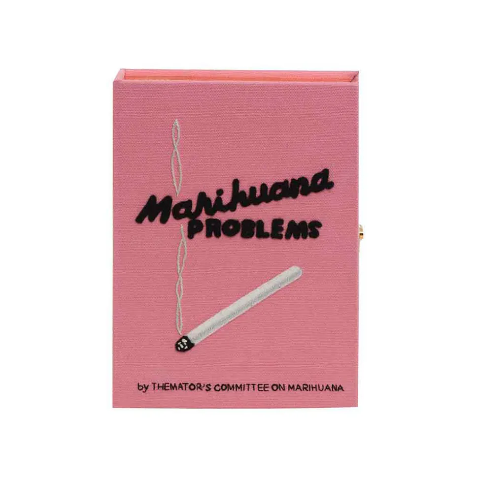 Strapped|Mini Book Clutch<Olympia Le-Tan Marihuana Problems (Pink – Mini – Strapped)