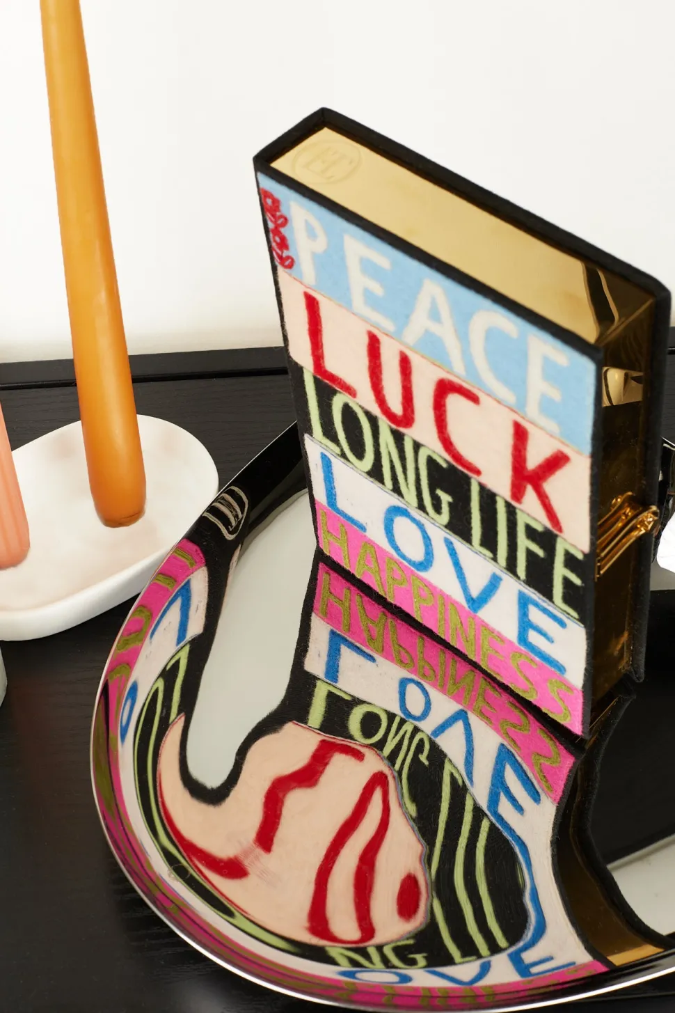 Non-Strapped|Book Clutch<Olympia Le-Tan Peace Luck Love
