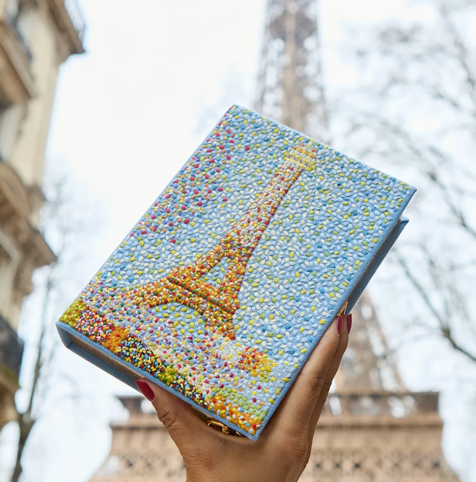 Strapped|Book Clutch<Olympia Le-Tan The Eiffel Tower Seurat Blue (Strapped)